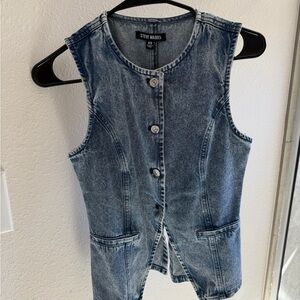 Steve Madden Blue Denim Button-Up Vest
